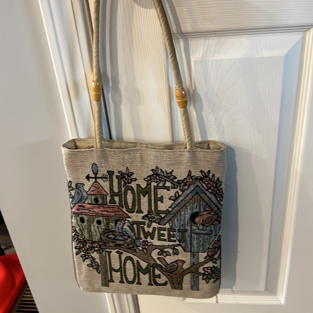 Embroidered Purse Birdhouse Birds Retro Vintage Home Tweet Home Tapestry View 3